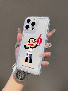 Official Licensed Paul Frank Transparent Airbag Phone Case, Full Body Monkey Face Drop Protection Camera, Monkey Stripe Star Pants Letter Clothing Pattern, New Suitable For IPhone13/14/15/16Pro Max Phone Protective Cover - Multicolor - View 4