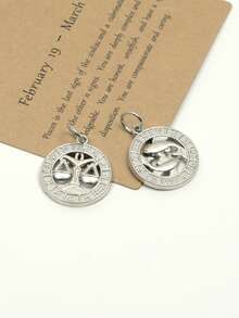 12pcs/Set Assorted 12 Zodiac 3D Animal Round Pendant Set, DIY Accessories - Constellation Accessories - View 4