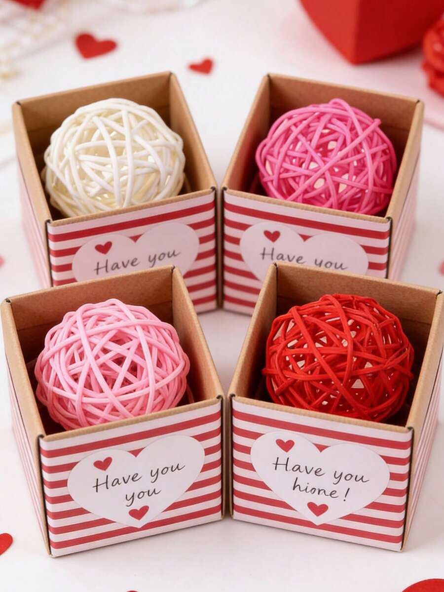 12个藤球，粉色、白色、红色，天然藤球，藤球装饰，可用作花瓶填充物，适合家居装饰、婚礼装饰、新年装饰、2026新年装饰 - 彩色 - 查看 1