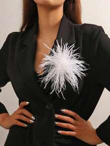 1 pieza Broche de flor de plumas estilo bohemio hecho a mano y exagerado, diseño exclusivo de broche de flor de plumas, accesorio elegante y versátil adecuado para uso diario de mujeres, banquetes, fiestas y cualquier ocasión, también un regalo ideal