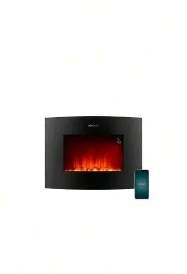  Chimenea eléctrica con wifi de 22 pulgadas de color negro ready warm 2250 curved flames connected de Cecotec