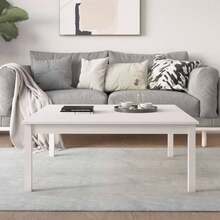 vidaXL Tavolo basso Blanc 100x100x40 cm Bois solid de pin - Bianco - Visualizzare 2