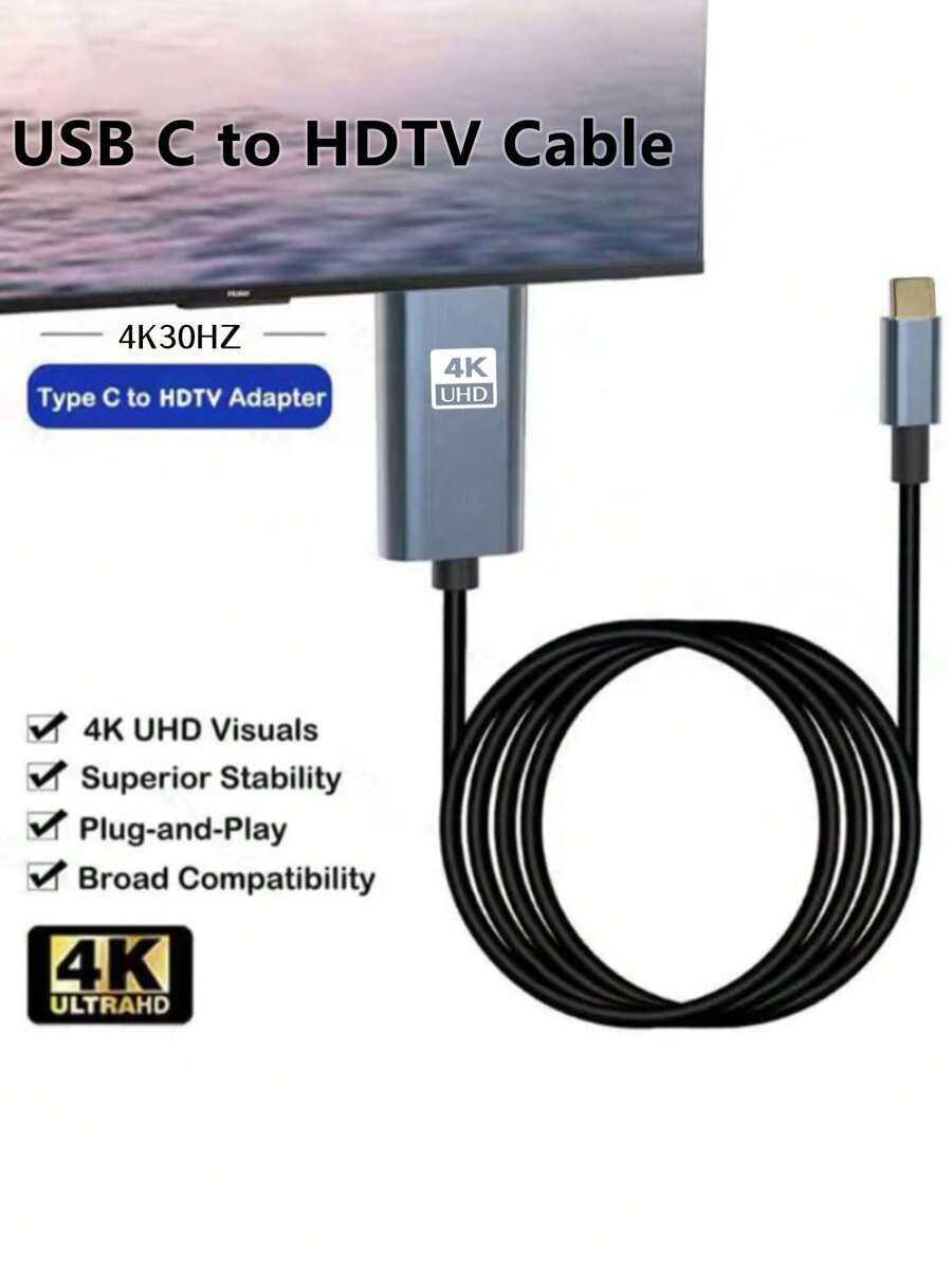 Type-C 转镜像线，支持 4K 高清，可将手机或电脑连接到外部显示器进行镜像，连接简便，使用方便，提升工作和娱乐体验。（请参考兼容型号并仔细购买。）