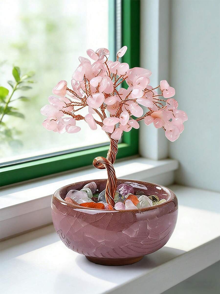 1 cây trang trí bằng pha lê màu hồng và tím, cây bonsai bằng nhựa tự nhiên, đá chữa bệnh và cây pha lê tượng trưng cho sự sống, quà tặng may mắn, quà sinh nhật cho phụ nữ, trang trí bàn làm việc mang năng lượng tích cực, hoàn hảo cho nhà bếp, tiệc tùng, đám cưới, văn phòng, đồ dùng đám cưới, quà tặng lý tưởng cho Ngày Valentine và Ngày của Mẹ. - Nhiều màu - Xem 1