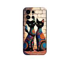 1PC Phone Case ,  Colorful Cats On Tile Background , Stylish Phone Case, Phone Decoration, All-around Lens Protection, Creative Small Gift, Funny Gift for Boys and Girls - ブラック - チェックする 7