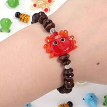 2pcs/Pack Colorful Glass Animal Beads - Ladybug, Dolphin, Frog, Shrimp, Decorative Accessories - Multicolor - View 5