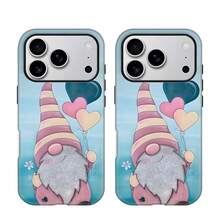 Funda de Teléfono 2 en 1 con Globo de Corazón de Gnomo Feliz para el Día de San Valentín, Duradera y Robusta, Diseño de Doble Capa Proporciona Excelente Protección, Antigolpes y Duradera, Adecuada para  17 16e 16 15 14 13 12 11 8 7 X XS XR Plus Pro Max Mini SE2 SE3, Regalo de Cumpleaños Navidad, Regalo de Cumpleaños, Patrón de Corazón, Diseño Lindo, Funda Robusta, Cubierta Duradera, Accesorios para Teléfono, Regalo Romántico, Usuario de - Colores mixtos - Ver 4