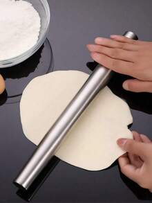 1pc Stainless Steel Rolling Pin, Baking Tool, Non-Stick Dough Rolling Pin, Suitable For Baking Soft Candies, Pizza, Cakes, Pastries, Pasta, Dough, Cookies, Etc. - Multicolor - View 4