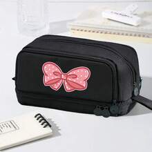 Pink Bowknot Design Kawaii Multi-Layer Large Capacity Pencil Case,Waterproof Internal Multi-Pocket Pencil Case,Stationery Box New Large Capacity Upgrade Window Prism Flap Student Stationery Waterproof Storage Box,Bag - Multicolor - View 1