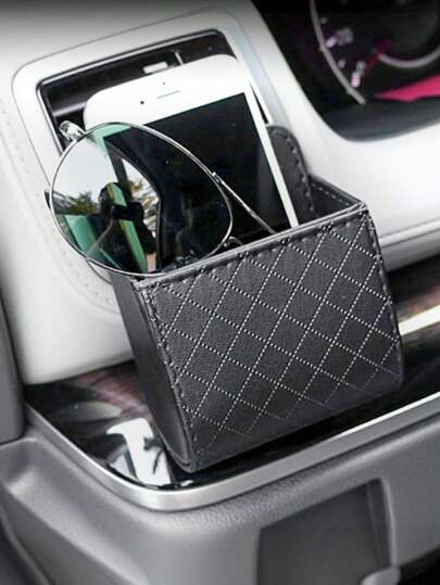 Car Phone Holder Storage Bag - Car - Car Accessories - Convenient Air Vent Mount, Secure Phone Holding, Spacious Pouch, Car Coin Storage, Multifunctional Organizer With Sturdy Hook - Single Piece