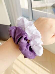 6pcs Satin Fabric Scrunchies Set, High Elasticity Non-Damaging Hair Ties, Simple Versatile Ponytail Accessories - Multicolor - View 4