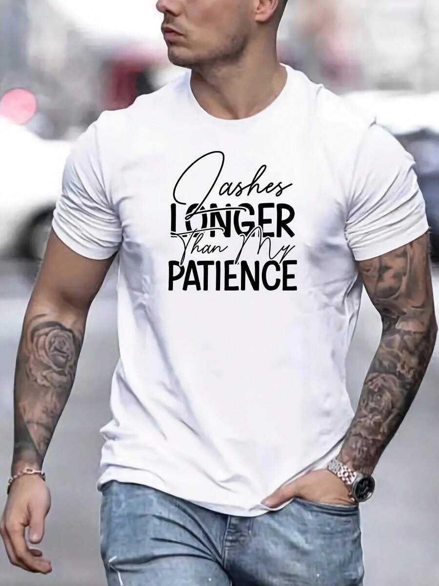 Letter Pattern Print Men Comfy Chic T-Shirt Graphic Tee Men Summer Outdoor Clothes Men Clothing Tops For Men Gift For Men - White - View 1