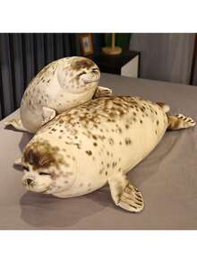 35厘米逼真毛绒海豹玩偶，外形酷似海狮，海洋动物毛绒玩偶，水族馆海洋动物填充玩偶抱枕，圣诞装饰