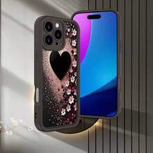 Una funda de teléfono con patrón de corazón de flores creativas y ojo de cielo, adecuada para iPhone 16/15/14/13/12/11 Plus/Pro/Max - Diseño de moda creativa unisex, regalo para amigos, familia, novio, novia - Colores mixtos - Ver 3