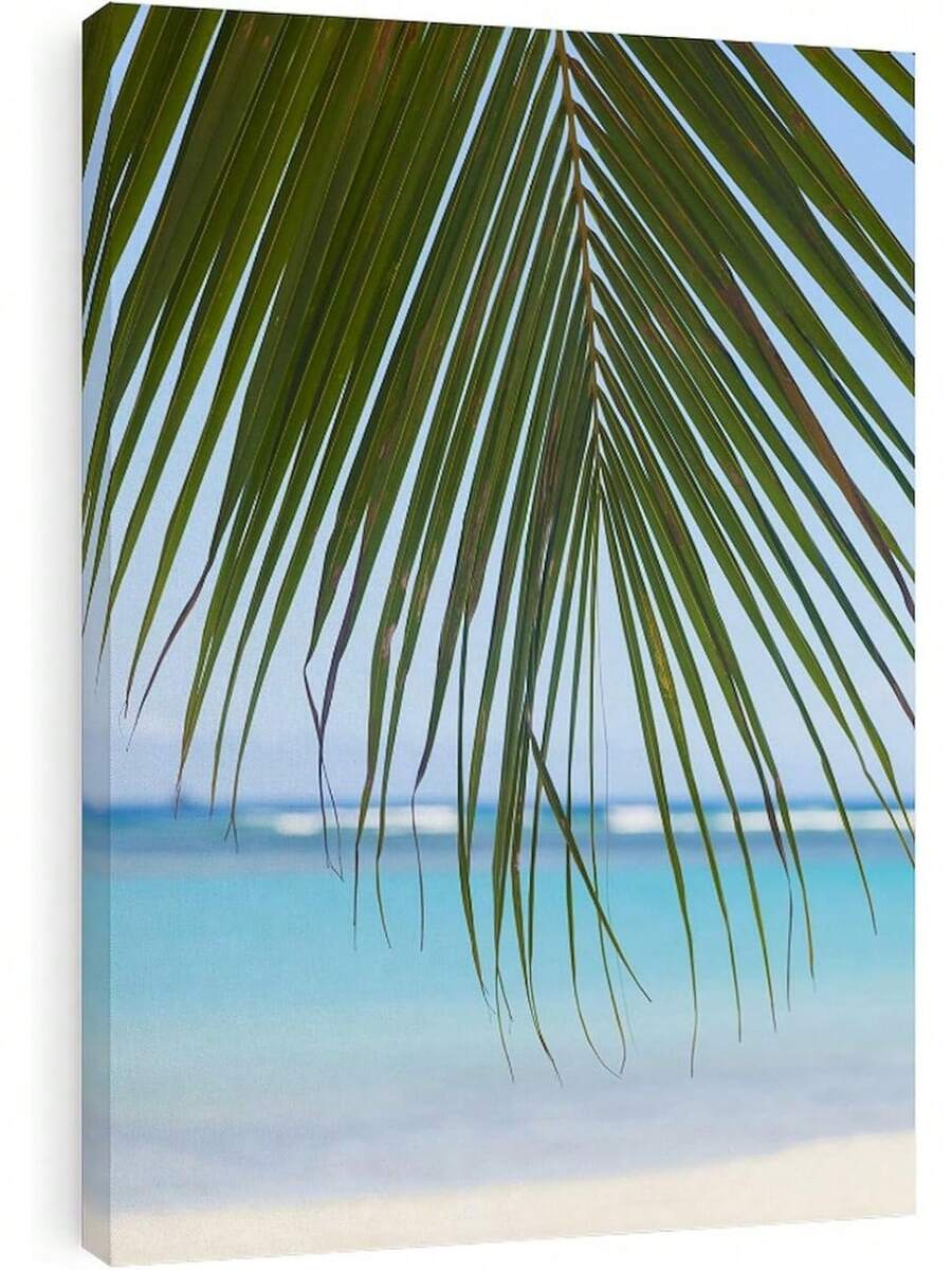 Arte de pared en lienzo de CafePress, hojas de palma de playa de Honolulu, listo para colgar en la sala de estar, dormitorio o oficina. - transparente - Ver 1