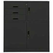 vidaXL Armário de secretária 90x40x102 cm preto antracite - Cinza - Ver 3