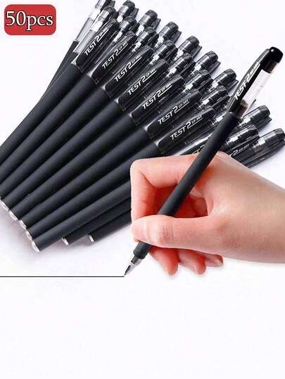 50pcs Black Matte Ballpoint Pens, Smooth Writing, Non-Blotting, Multipurpose, Suitable For Daily Writing, Signature Testing, Student Supplies, Teacher Office Supplies