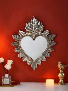 1件简约圣心火焰造型装饰挂件，手工制作，火焰心形装饰，适用于家居墙面、客厅、卧室、书房或摄影道具，多种颜色可选 - 彩色 - 查看 4