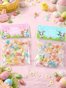50pcs Happy Easter Gift Bags, Easter Bunny Easter Egg Self-Sealing Bags, Easter Party Supplies, Happy Easter Decorations, Easter Rabbit Biscuit Bags Chocolate Bags, Easter Pink Blue Decorative Bags, Easter Cartoon Style Gift Packaging Bags, Easter Celebration Table Decorations, Easter Small Gift Bags, Easter Family Gathering Sweet Bags, Easter Kitchen Baking Bags, Easter Room Decor, Home Decor, Party Favors - Easter Pink and Blue Cartoon - View 3