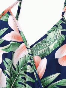 Tropical Plants Floral Girl Suit Bohemia Family Outfit - Màu xanh lam - Xem 10