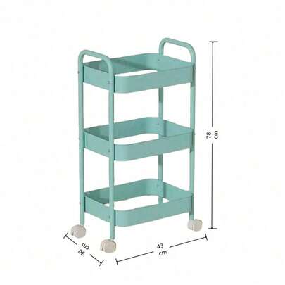 3-Tier Trolley On Wheels - Storage Cart For Kitchen, Beauty Salon, Bedroom, Bathroom And Office - Multi-Functional Mobile Storage Cart