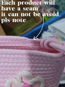 个性化手工编织篮，绳编篮，可作为婴儿洗礼礼物、娃娃篮、宝宝名字字母组合礼物、儿童玩具、书籍、毛绒玩具收纳篮，多功能、轻便、大容量、可爱、简约、纯色、可定制，是送给孩子、朋友、家人的理想礼物，粉色，圣诞节礼物用品，旅行收纳篮 - 粉色 - 查看 8