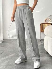 Quần dài dệt kim kiểu waffle cho bé gái và thiếu niên, quần ống rộng thoáng khí, dáng suông, thích hợp cho mùa xuân hè. - Màu Xám nhạt - Xem 3