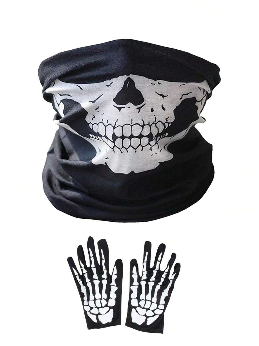 1/2/3/6pcs Unisex Skull Funny Face Mask, Balaclava Hat, Neck Gaiter, Suitable For Daily Riding, Party, Outdoor Activities, All Seasons - Multicolor - View 1