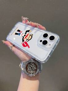 Official Licensed Paul Frank Transparent Airbag Phone Case, Full Body Monkey Face Drop Protection Camera, Monkey Stripe Star Pants Letter Clothing Pattern, New Suitable For IPhone13/14/15/16Pro Max Phone Protective Cover - Multicolor - View 6