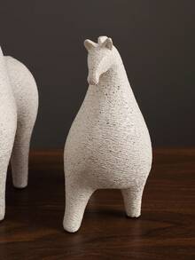 Easegen Home 1件17.5/22.5厘米抽象艺术树脂马雕塑，手工制作的现代装饰品，适用于客厅、玄关、书房，也可作为派对礼物，无需用电 - 白色 - 查看 12