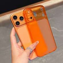 Funda transparente naranja mate compatible con iPhone 17 Pro Max/17 Pro/17/16/16 Pro Max/16 Plus/16 Pro/16E/15/15 Pro Max/15 Pro/15 Plus/11/12/13/14 Pro Max/13 Pro/13 Pro Max/14 Pro/14 Pro Max, cobertura completa, protección suave anti-caídas - Naranja - Translúcido Esmerilado - Ver 3