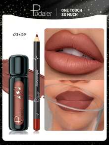 Pudaier True Lips 防水唇线笔两支装，唇部组合，持久显色，打造自然妆效，适合所有肤色，有粉色、紫色和红色可选。 - 03+09 - 查看 1