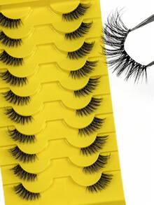 Hinarin 10 Pairs Half-Eye False Eyelashes Cat Eye Natural Slender Crossed Fluffy Curling Corner Lashes Wispy Clear Band False Eyelashes Transparent Band Fake Eyelashes For Daily Wear And Commuting - Criss Cross lashes - View 8