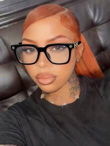 1 Pair Retro Square Transparent Glasses For Women, Fashionable & Unique, Suitable For Daily Reading, Commuting, Beach Vacation, Retro Y2K Basic Business Casual Occasions, Great Gift Item. - Black - View 2