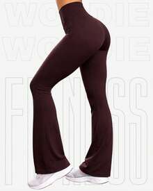WOLFOX High Waisted Flare Ballerina Pants In Suplex Polyester, Fitness Or Casual - 鏽棕色 - 查看 6