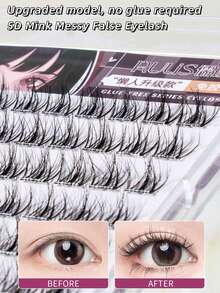 100% 人造貂毛，3D 自然效果，使用简便，单簇式设计，可重复使用，瞬间增大，分段式设计，多种 DIY 方式可选，交叉式睫毛簇，睫毛簇，单根假睫毛，假睫毛 - 黑色 - 查看 3