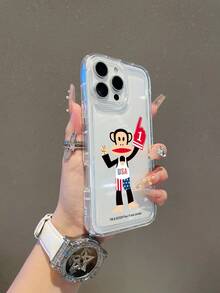 Official Licensed Paul Frank Transparent Airbag Phone Case, Full Body Monkey Face Drop Protection Camera, Monkey Stripe Star Pants Letter Clothing Pattern, New Suitable For IPhone13/14/15/16Pro Max Phone Protective Cover - Multicolor - View 3