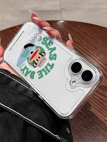 Official Licensed Paul Frank Transparent Space Phone Case, Full Coverage Shockproof Camera Protection With Monkey, Surfing Monkey, Coconut Tree & Letter Pattern, New Design Compatible With Iphone 13/14/15/16/17 Pro Max - Multicolor - View 4
