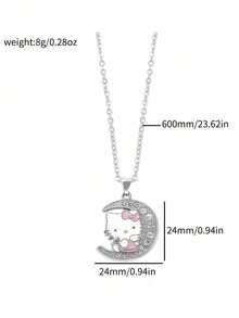1 Set, Necklace + Bracelet Set, Cute Cartoon Theme Jewelry Set, Suitable For Hello Kitty, Zinc Alloy Bracelet Inlaid With Shiny Crystals, Fashion Accessories, Includes Necklace And Bracelet, Suitable For Daily Wear And Gifts, Perfect For Valentine's Day - Multicolor - View 11
