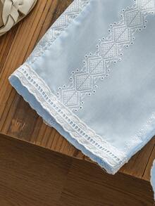 Young Girl' Fashion Casual Cute Set, Ruffle Collar Vest + Floral Hem Pants