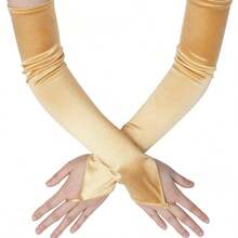 Over 1/3 Pair Fashion Satin Gloves, Formal Party Gloves, Women's Long Gloves, Themed Ball Costume, Unisex Adult Elbow Length Fingerless Stretch Gloves, Costume Gloves, One Size, Halloween - Multicolor - View 8