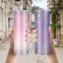 20oz Insulated Stainless Steel Tumbler With Straw, Pastel Glitter Print, 304 Stainless Steel, Keeps Drinks Hot/ Cold, Suitable Home, Travel & Outdoor Use, Gifts Mom, Birthday - Đen 2 - Xem 6
