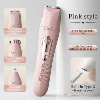 OBOVAY 3-In-1 Electric Hair Removal Set, USB Rechargeable Facial Hair Trimmer, Nose Hair Trimmer, Underarm, Leg Hair, Nose Hair Remover, Shaving Artifact For Women Ideal Gift