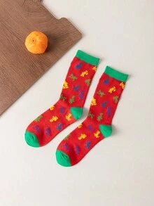 5 Pairs Mickey Mouse Pattern Mid-Calf Socks, Disney Element Couple Matching Funny Socks, Versatile Street Style Gift Socks, Warm For Spring, Autumn And Winter - Multicolor - View 4