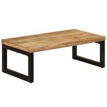 vidaXL Table basse 100x50x35 cm Bois de manguier solide et acier - Tabac - Voir 11