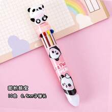 Kawaii Multicolor Ballpoint Pen, 10 Colors, Cute Panda Bear Sitting Design - 淺粉色 - 查看 7