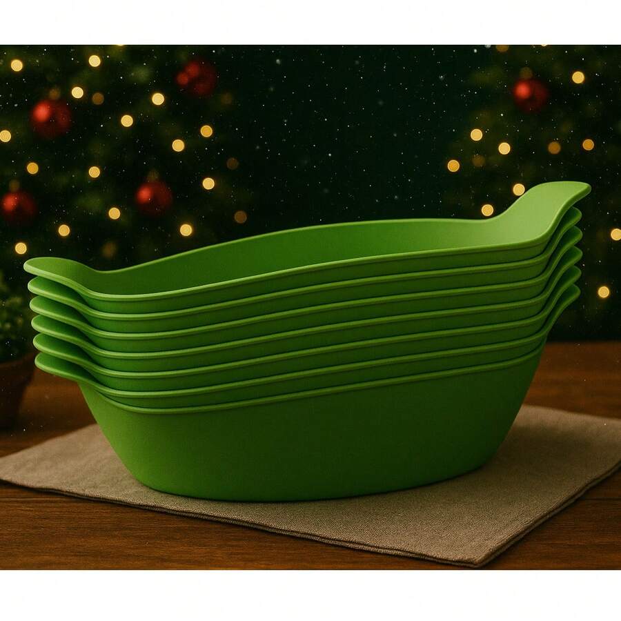 Kit Of 5 Small Boat-Shaped Snacks Portions For Bar/Restaurant, Plastic - 綠色 - 查看 1