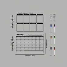 1 Set Transparent Weekly/Monthly Planner Magnetic Dry Erase Message Board With 6 Magnetic Whiteboard Markers, Acrylic Calendar Memo Reusable Refrigerator Sticker - Black - View 10