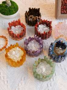 6-7厘米水晶柱碗 - 水晶石烛台 - 水晶石手链首饰收纳盒 - 非常适合清洁水晶，是送给女性的绝佳礼物，也是家居疗愈装饰的理想之选 - 彩色 - 查看 3