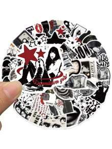 50张Y2K都市风格黑白贴纸，酷炫Y2K主题礼物，美观贴纸，散装乙烯基防水贴纸，适用于水瓶、电脑、笔记本电脑、手机、行李箱、笔记本、冰箱等。 - 彩色 - 查看 5